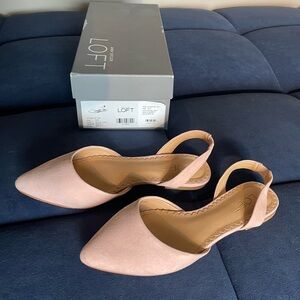 LOFT Pink Suede Sling-Back Flats
